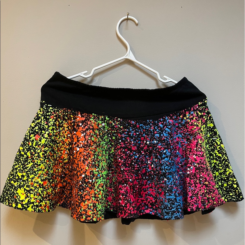 UK Couch - Paint Splatter Skirt Size Large // UV Reactive Rave Mini Skirt